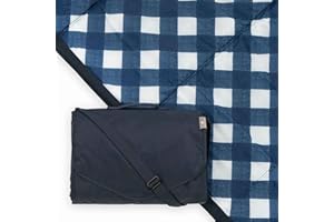 Little Unicorn 5'x7' Outdoor Family Picnic & Beach Blanket | Durable & Water-Resistant Fabric | Compact Fold & Easily Wipes Clean | Zipper Pocket (Navy Plaid)