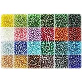 VOOMOLOVE24 Colors 6/0 (4mm) Glass Seed Beads Kit - 4300Pcs Loose Beads with 24-Grid Storage Box | Adult DIY Supplies for Bracelet Jewelry Making