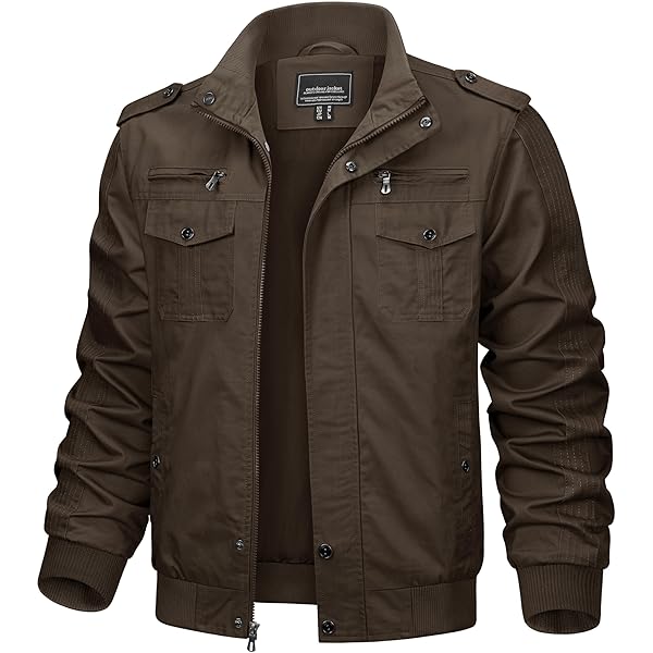 Men's Solid Color Embroidered Zipper Casual Jacket Cotton Outdoor