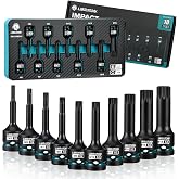 LIBRATON 10PCS Impact XZN Triple Square Spline Bit Socket Set, 1/2" Dr | S2 Steel, 12 Point High Torque Sockets (Metric M5-M18) for Professional Mechanics &amp; Automotive Repair (XPE Storage Case)