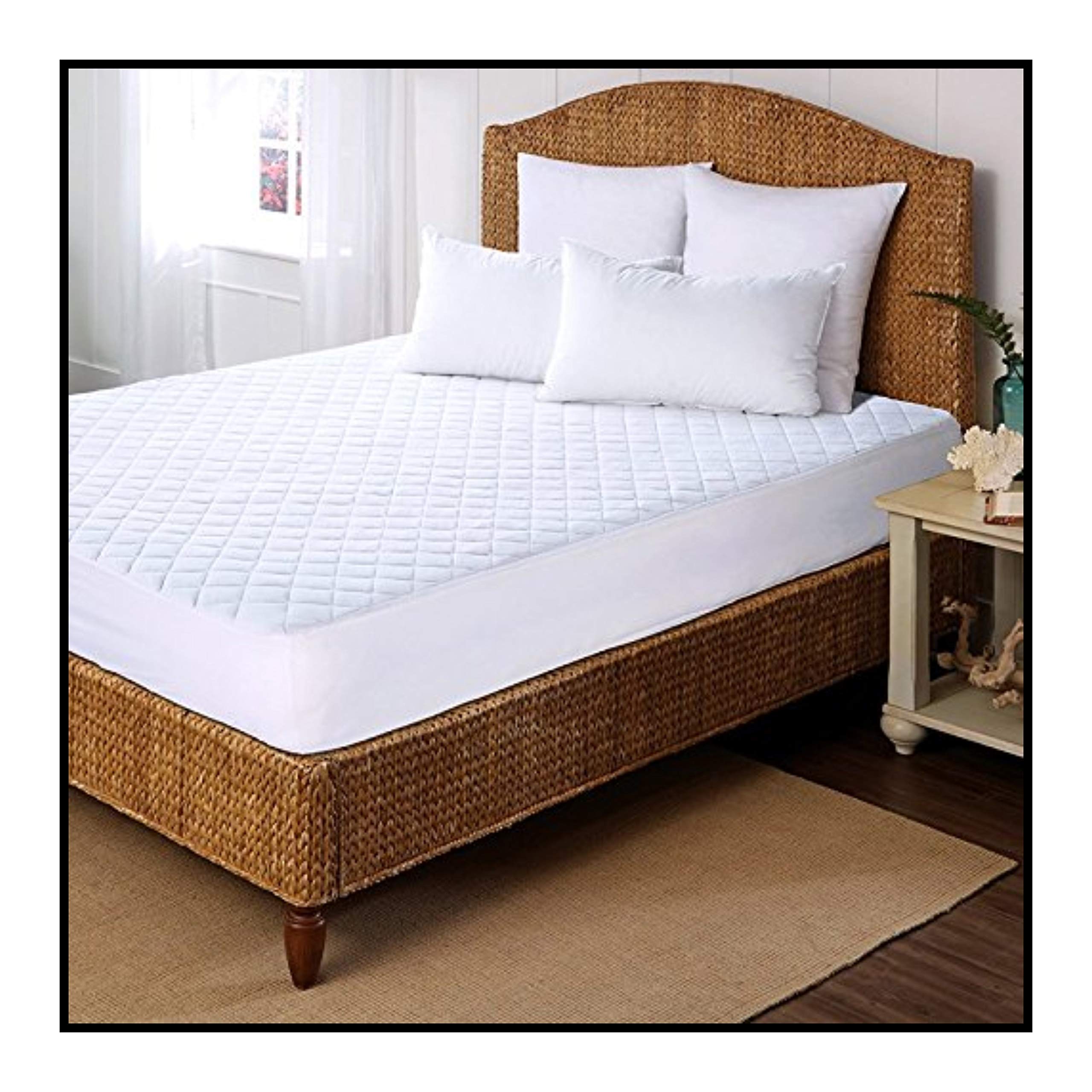 UKPL Anti-Allergenic Poly-Cotton Quilted Mattress Protector Mattress Topper Fitted Cover King