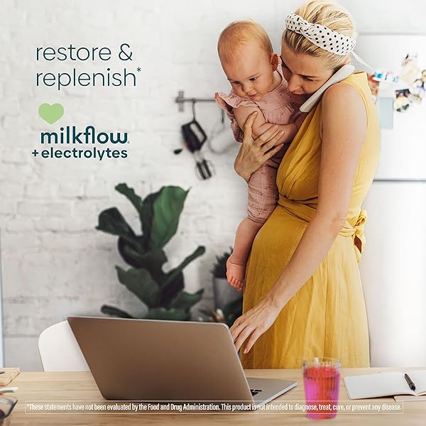 UPSPRING MILKFLOW ELECTROLYTE BREASTFEEDING SUPPLEMENT DRINK MIX WITH FENUGREEK | BERRY FLAVOR | LACTATION SUPPLEMENT TO SUPPORT BREAST MILK SUPPLY & RESTORE ELECTROLYTES | 16 DRINK MIXES