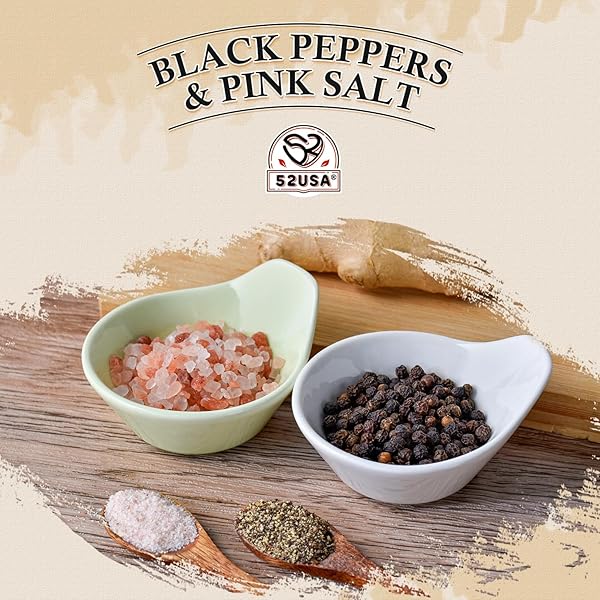 52USA WHOLE BLACK PEPPERCORNS 12 OZ + HIMALAYAN PINK SALT (COARSE GRAIN) 2 LB – SALT AND PEPPER GRINDER, BLACK PEPPERCORN REFIL, PINK HIMALAYAN SEA SALT, 2 PIECE SET