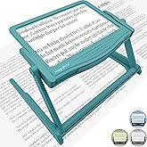 MAGNIPROS 5X Large LED Full Page Magnifying Glass w/Collapsible Hands-Free Stand & 3 Color Light Modes to Reduce Eye Strain-Ideal Reading Small Prints, Crafting, Low Vision & Seniors