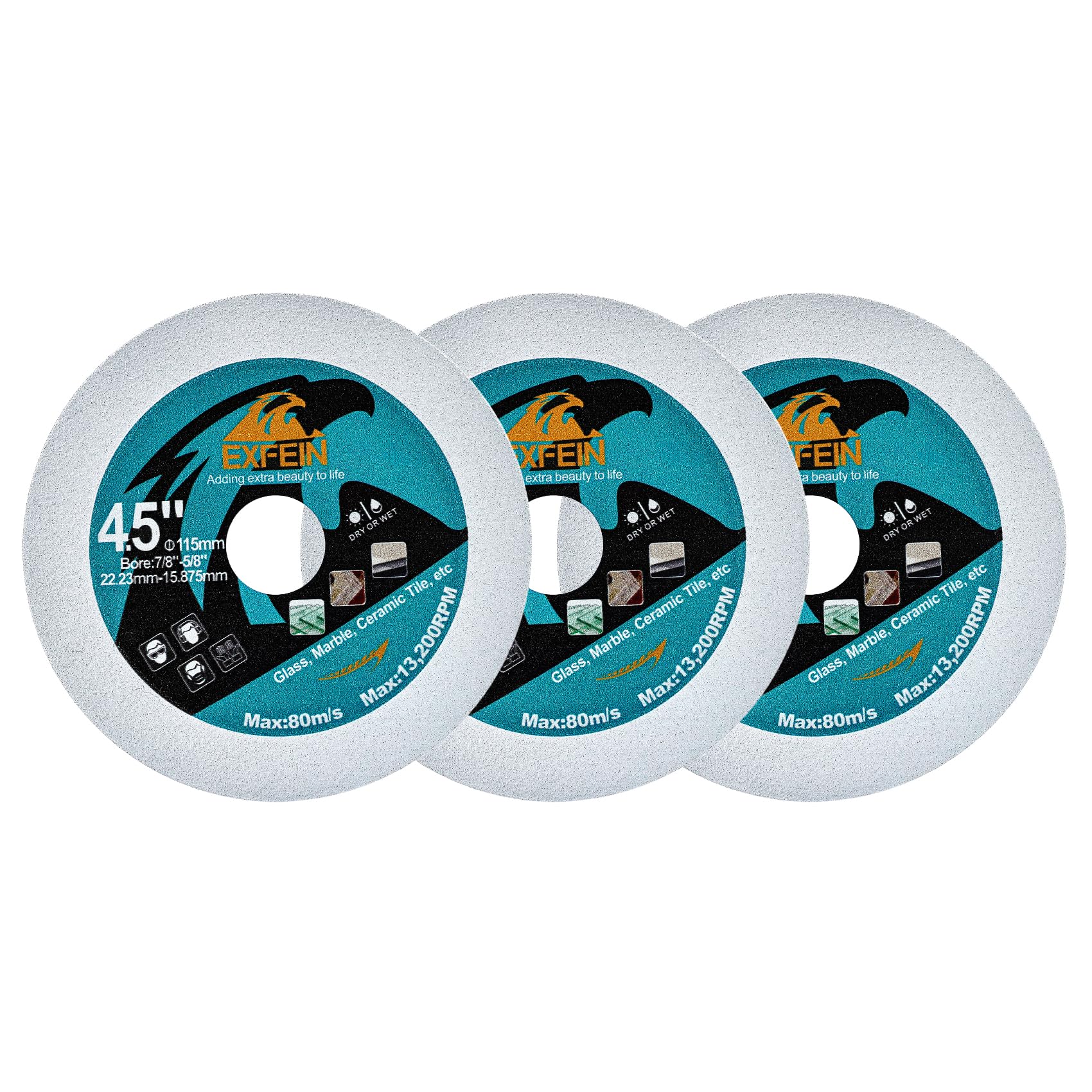 EXFEIN Glass Cutting Disc 115mm 3pcs Ultra-Thin Diamond Blade Wheel Diamond Cutting Disc for Glass Jade Wine Bottles Tile Ceramic Marble