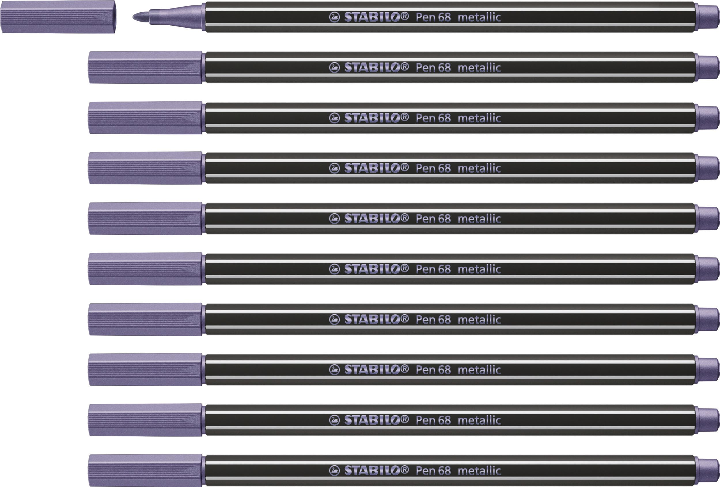 STABILO Metallic Premium Felt Tip Pen Pen 68 metallic - Pack of 10 - metallic violet