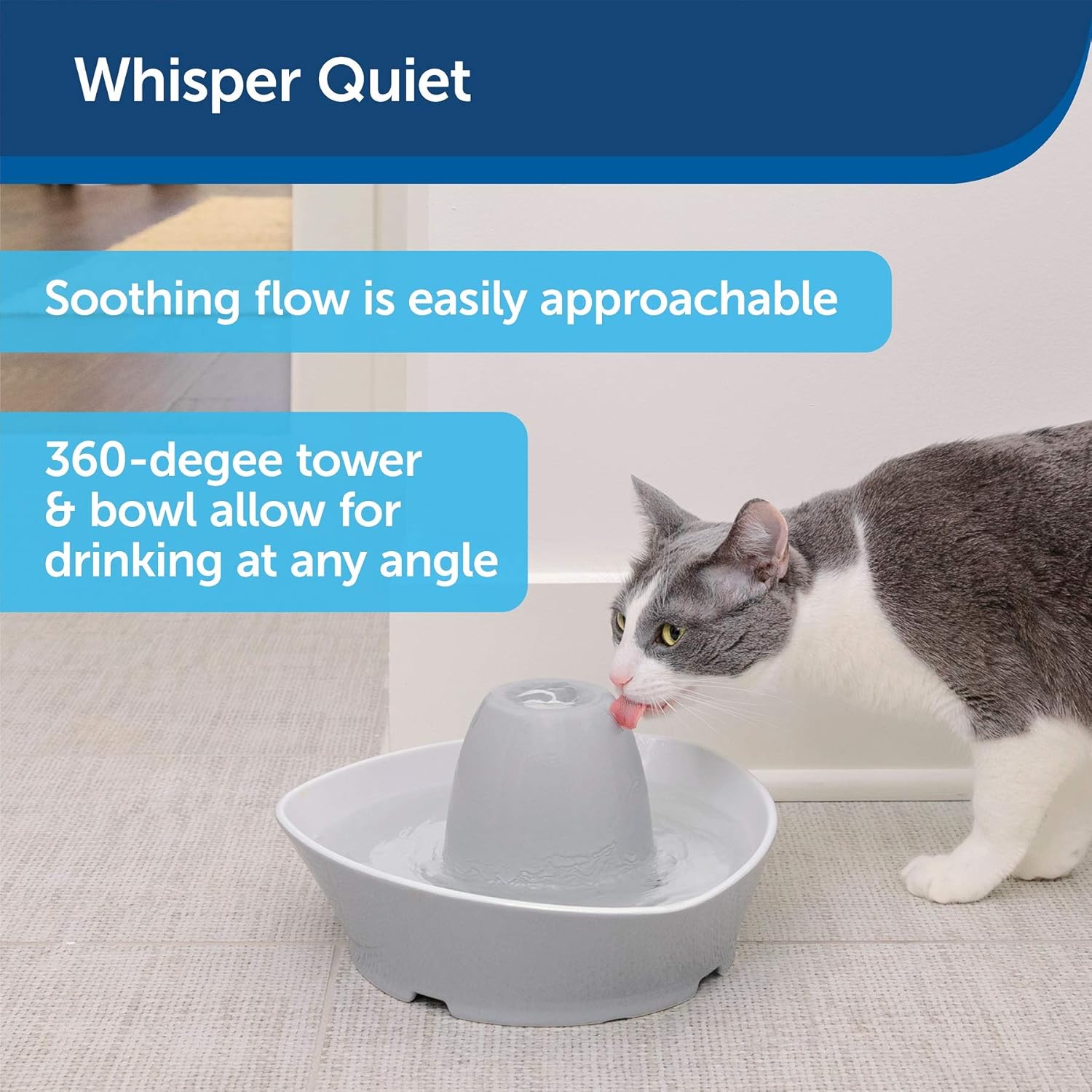 PetSafe Streamside Ceramic Pet Fountain, 1.8-litre water capacity, whisper-quiet design, filtered water - Image 5
