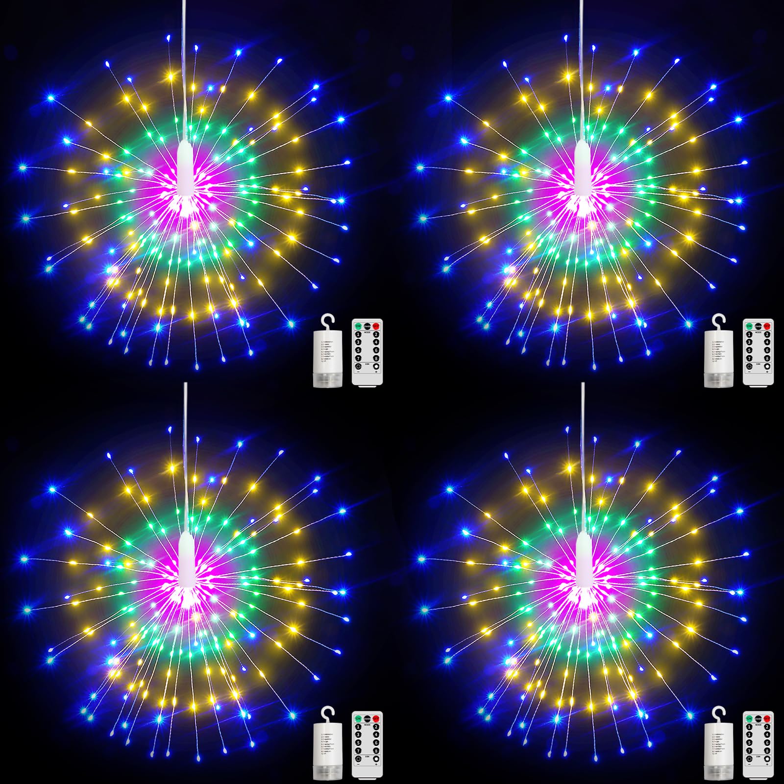 BINBINLED 4 Pack 480 LED Firework Lights Battery