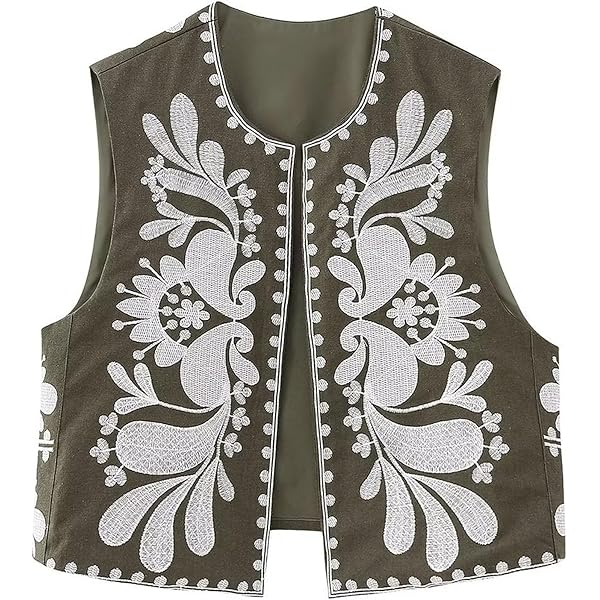 トップス 22FW cord embroidery vest Amazon.com: Michellecmm Women's Vintage Embroidered Floral