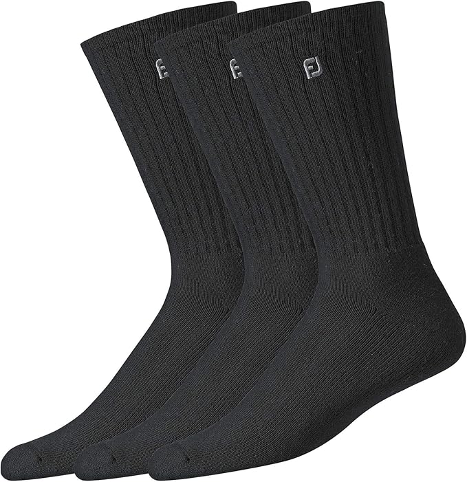 FootJoy Men's ComfortSof Crew 3Pack Socks Black Size 712