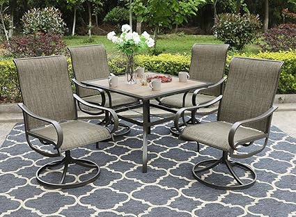 sophia william juego de comedor de patio de 5 piezas 4 sillas de comedor giratorias juego de muebles x 1 mesa cuadrada de 37 x 37 pulgadas para