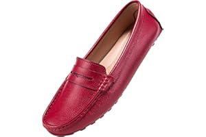 BEAUSEEN Women's Genuine Leather Penny Loafers Classic Driving Moccasins Casual Slip On Comfort Women Loafer Shoes