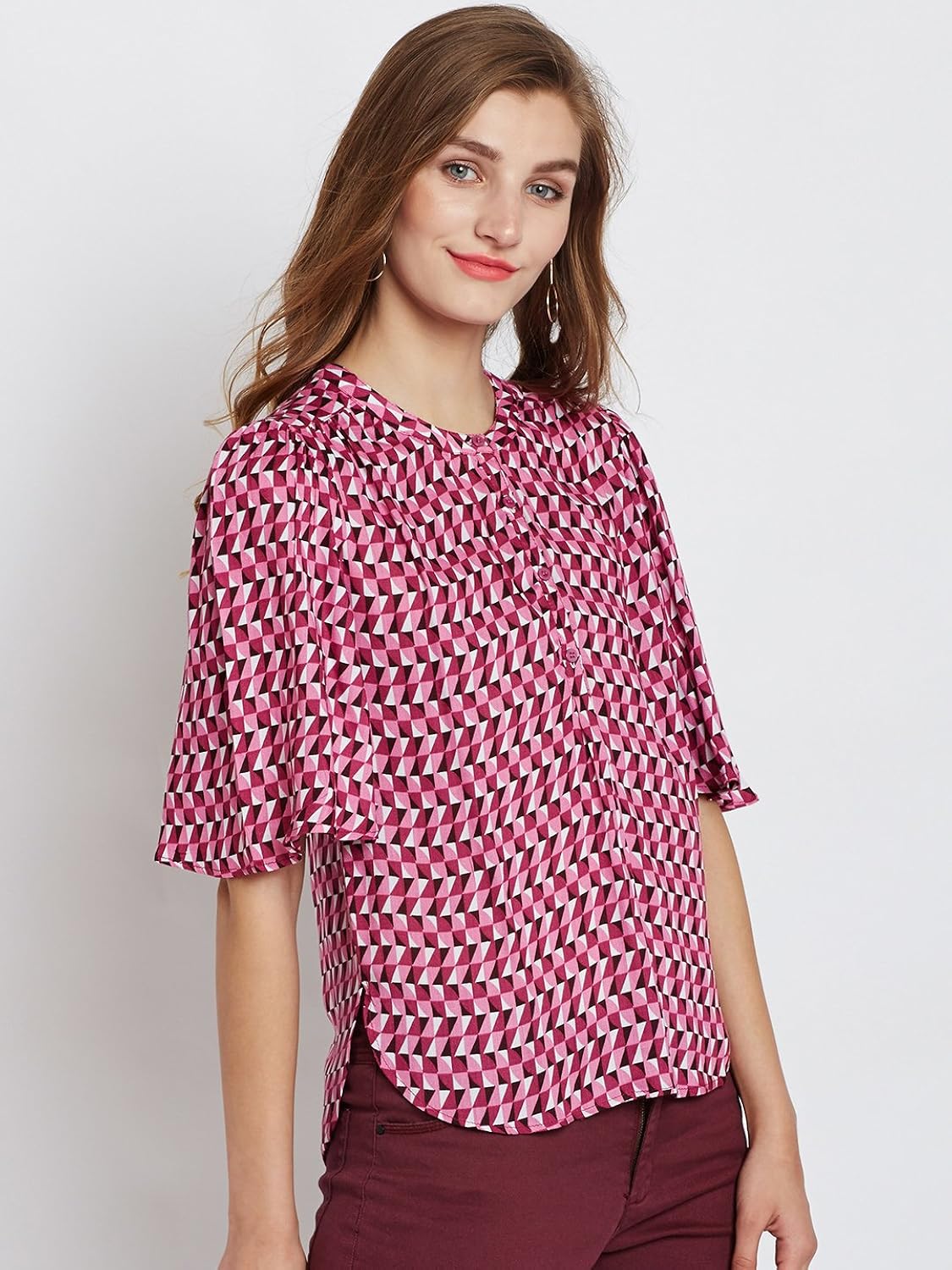 marie claire women multicoloured printed top (mc702a-xl)