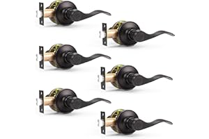 Probrico Passage Hall Closet Door Lever Handle Lockset Keyless Oil Rubbed Bronze Leversets 6 Pack