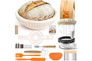 Sourdough Starter Kit, Complete Bread Baking Supplies with Proofing Basket & Sourdough Jar, Premium Bread Making Tools Gifts 