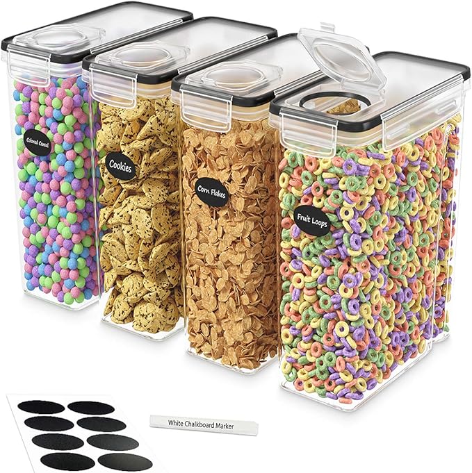 DWËLLZA KITCHEN Cereal Containers Storage Set 4 Piece Airtight Food