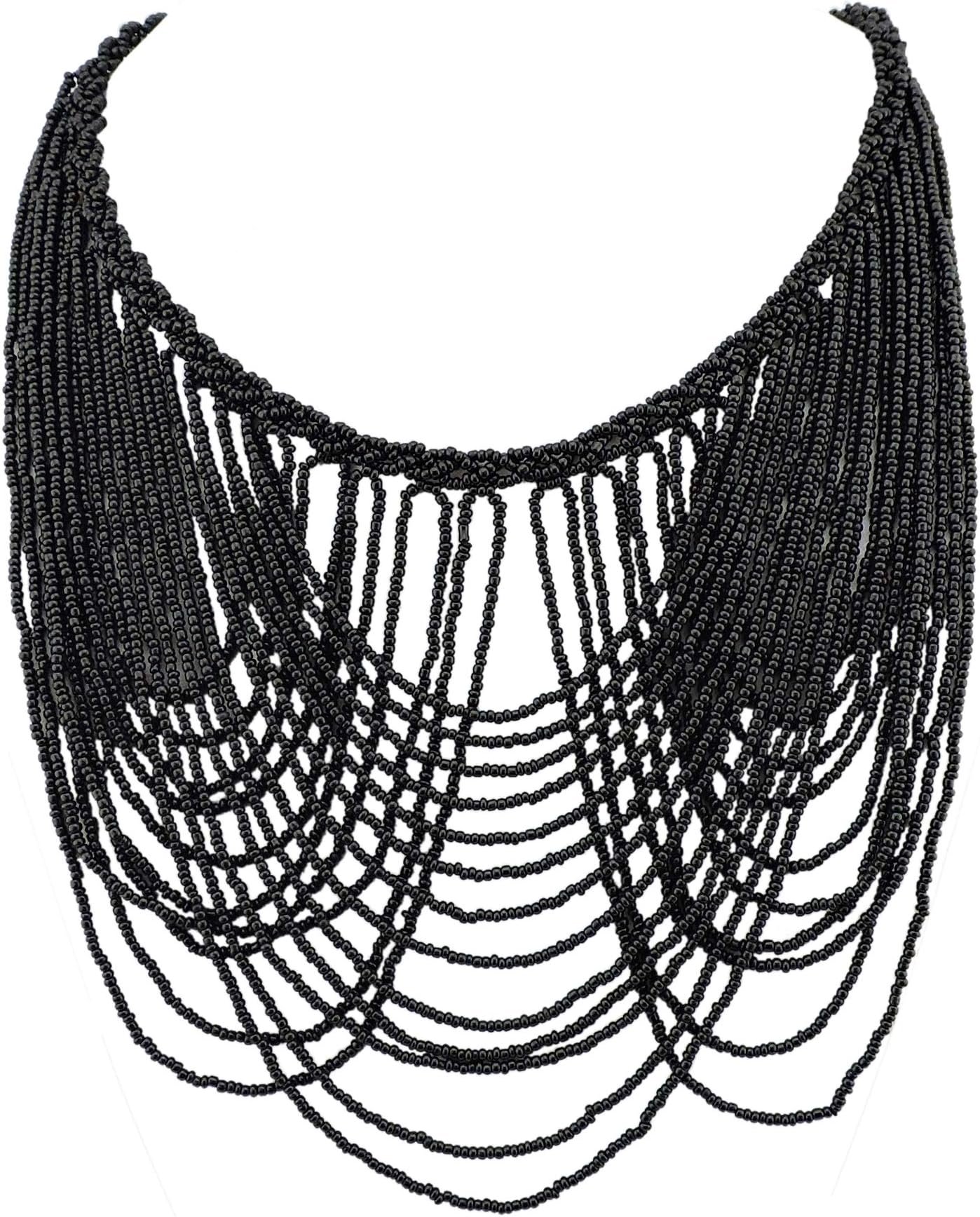 BocarMulti Layer Statement Necklace Colorful Beaded Collar Bib Soiree Necklace for Women Gift (NK-10490)