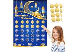 OMGOUUE 2025 Ramadan Calendar Eid Calendar Countdown Calendar Ramadan Calendar Eid Calender Activities for Kids with 30pcs Stars Ramadan Mubarak Decor