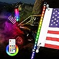 Whip Light 2FT, SWATOW INDUSTRIES 2Feet RGB Whip Lights Side by Side LED Lighted Whips for ATV Polaris RZR Can-Am Truck