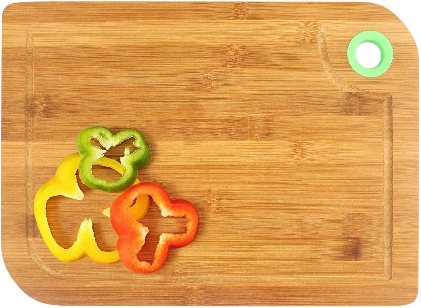 Lwvax Non-Slip Wooden Bamboo Cutting Board for Kitchen,Chopping Board for Vegetables Breads and Meats Boards, Heavy Duty Safe Durable -Size:33 x 23 x 1.6 cm