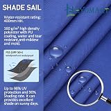 HEYOMART Sun Shade Sail 3x3m Triangle Canopy UV40+ Waterproof Blue view 4