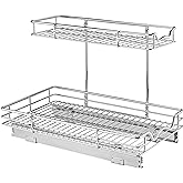 HOLDN’ STORAGE Two Tier Under Sink Organizers and Storage - Slide Out Cabinet Organizer w/Sliding Drawers for Cabinets- Lifetime Limited Warranty 11" Wx21 Dx15”H Chrome, Requires 12-1/2” Opening