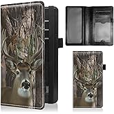 BFSEROBJ Checkbook Covers for Personal Checkbook Duplicate Checks RFID Blocking Checkbook Cover for Women Men with Elastic Strap Card Slots Pen Holder - Cute Forest Deer
