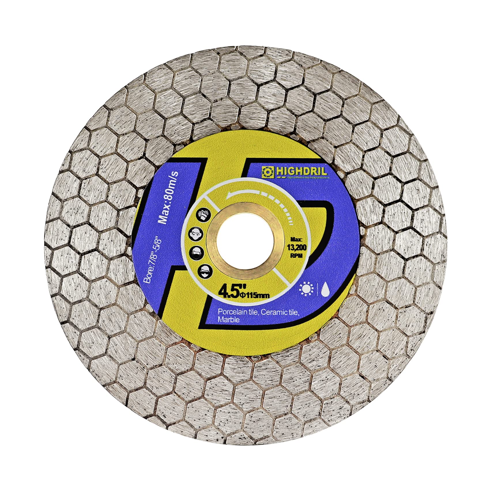 HIGHDRIL Diamond Tile Saw Blade - 115mm/4.5inch Cutting and Grinding Disc for Porcelain Tile Granite Marble Ceramic Quartz