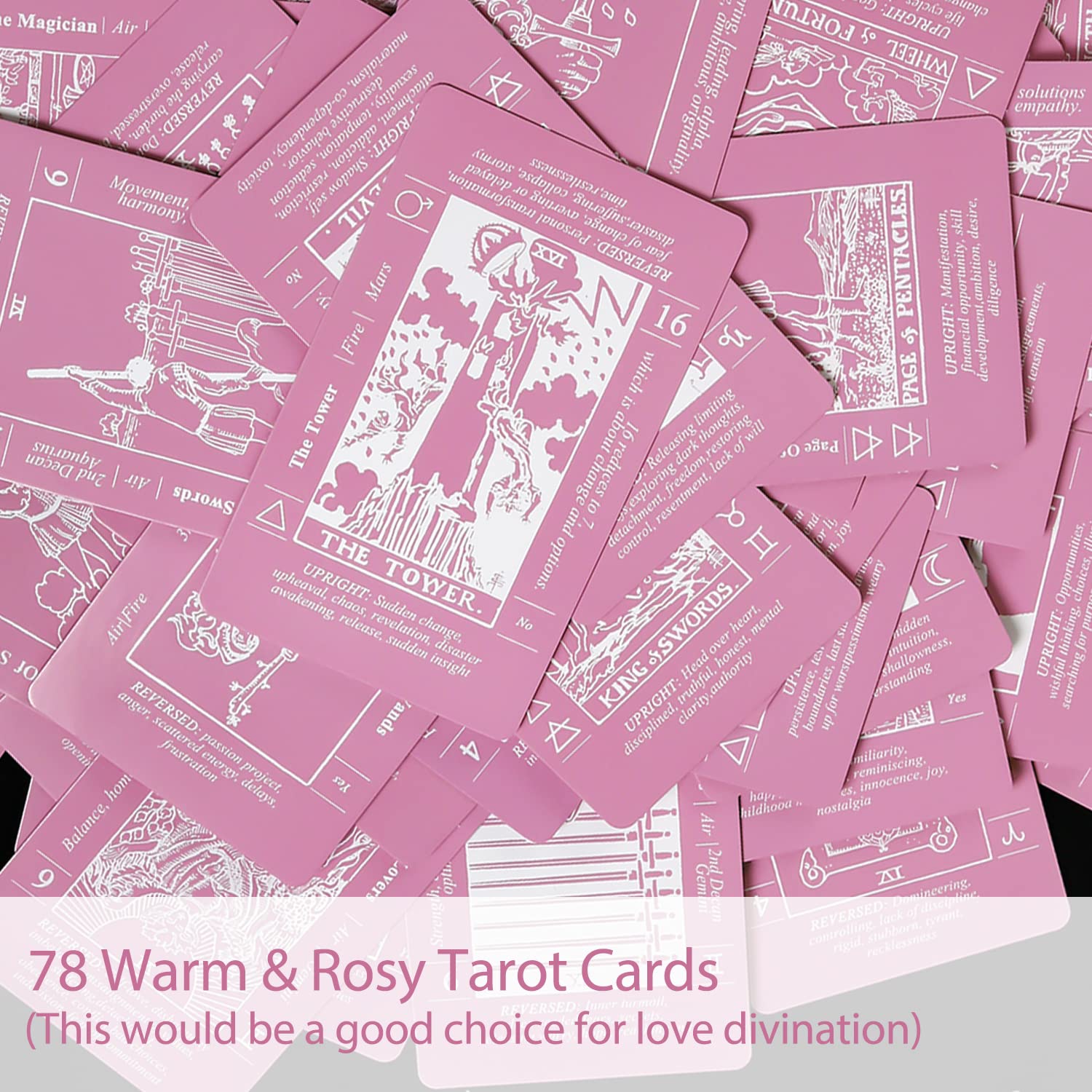Sincerez Tarot Cards Deck for Beginners with Meanings On Them,Tarot Card with Guidebook (pink)