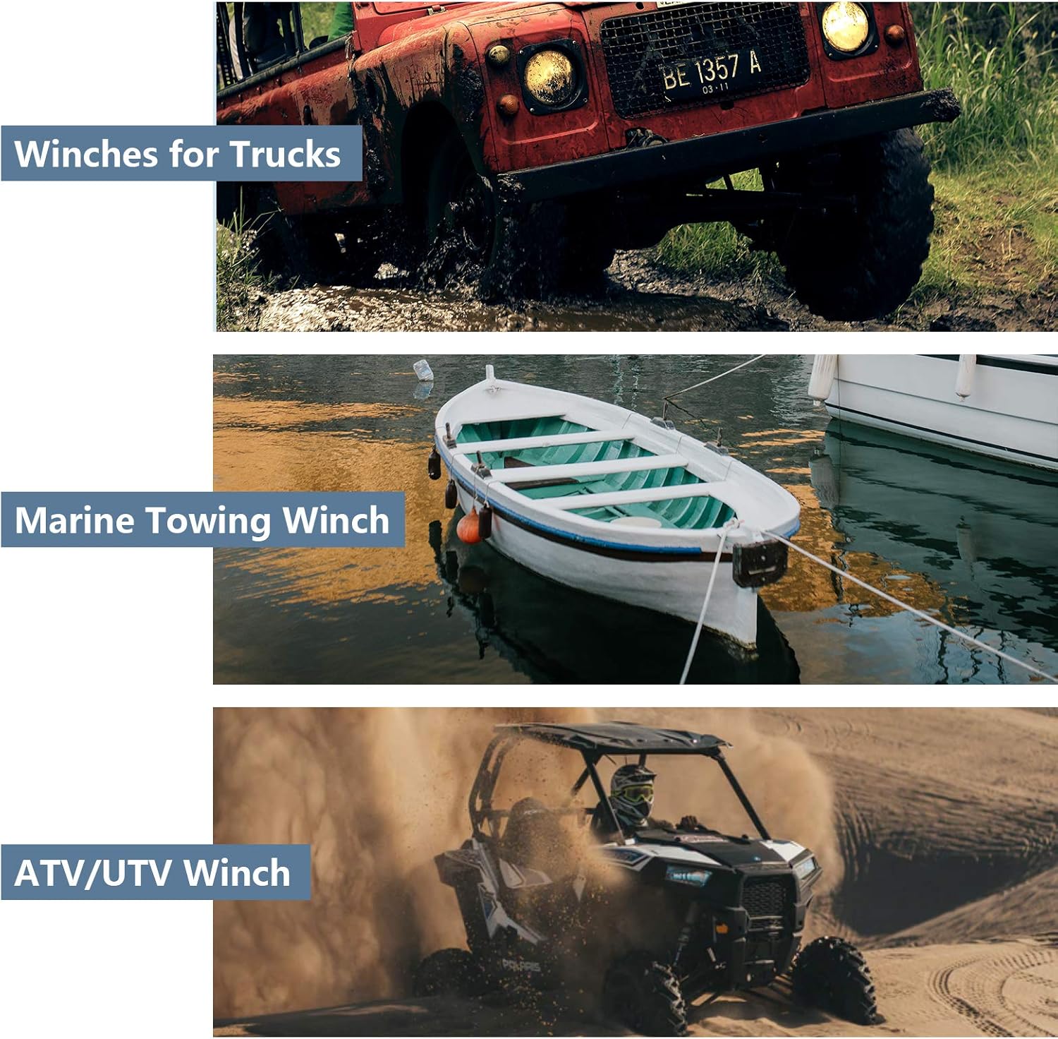 TJHSM Hand Winch - 600 Lbs Heavy Duty Hand Winch Boat Trailer Winch Portable Manual Winch with 26 FT Steel Cable Two-Way Ratchet ATV/UTV Winch Towing Winches for Trucks Trailering Boats: Home Improvement