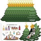 Seenelling 24 Sets Nativity Crafts for Kids Religious Nativity Scene Stickers DIY VBS Crafts Christmas Tree Jesus Story Books Kids Christian Storytelling Play Kits for Church