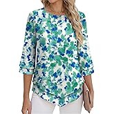 ANRABESS Womens 3/4 Sleeve Blouses Dressy Casual Double Layers Shirts Flowy Tunic Top 2026 Spring Beach Vacation Clothes