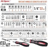 Hi-Spec 61pc ¼ inch Hex Driver Bits & Socket Set with Right Angle Ratchet view 2