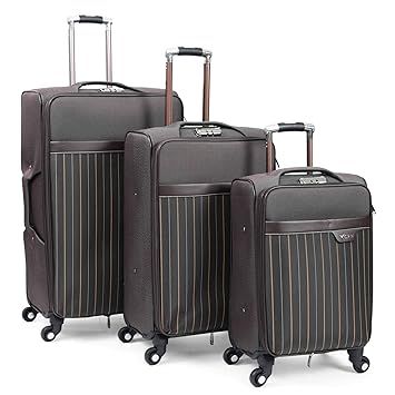 Mei&Ge 360 Degree Rotating 4 Wheel Spinner 32,27 & 22 Lightweight Expandable Suitcase Luggage Trolley Bag for Travel - Set of 3 - B071 - Brown