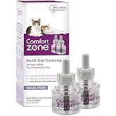 Comfort Zone Multi Cat Calming Diffuser Refill, 2 Pack of 30-Day Refills | Calm cat, cat plug in pheromones refill for multi-cat homes, cat stress and anxiety relief, drug free, 2 pack