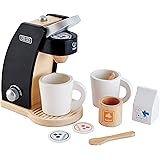 Hape Wooden Black Coffee Maker Kitchen Set with Accessories| Pretend Play Toy Set for Kids Ages 3 Years and Up