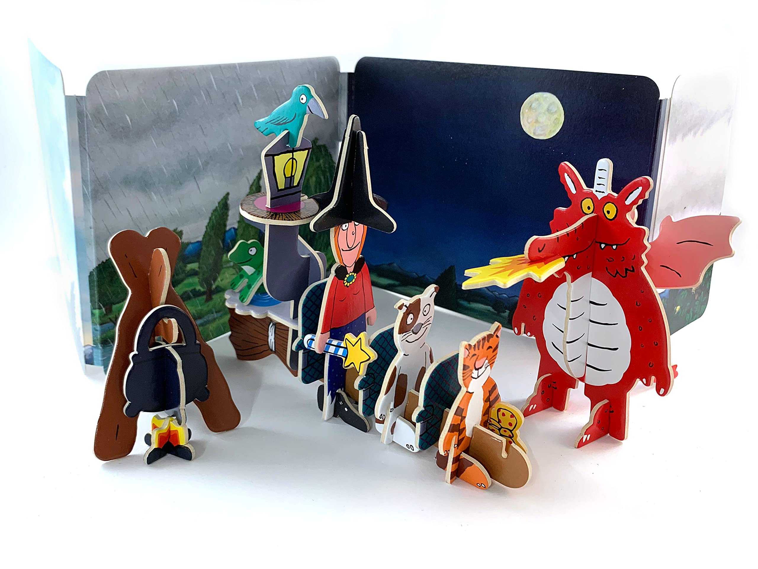 PLAYPRESS Room on the Broom Pop-out Playset - Based on the Book by Julia Donaldson and Axel Scheffler - Eco-Friendly Building Toys - Easy Storage - Construction Toys for Ages 4+