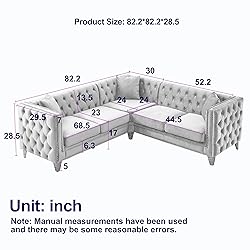 ERYE L-Shaped Symmetrical Sectional Sofa Couch 5