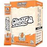GHOST Sugar-Free Energy Drink Packets, Orange Cream, 24 Sticks | 200mg of Natural Caffeine, Zero Sugars, Daily Vitamins &amp; More, No Artificial Colors - Pre-Workout Energy Drink Mix Packet