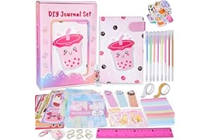 Primo Lines DIY Journal Kit for Girls,Scrapbook Kit for Girls Birthday Stationery Gift Set for 8 9 10 11 12 13 14 Year Old,Art Crafts with Scrapbook,Journaling Diary Supplies Set
