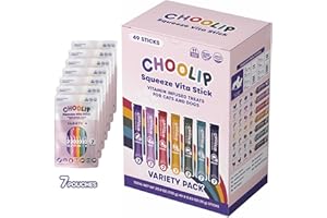 Choolip Squeeze Vita Stick Lickable Cat and Dog Treats – 49-Count Variety Pack with Multivitamins, Soft Squeezable Paste for All Life Stages, Supporting Overall Health - Box with 7 Pouches