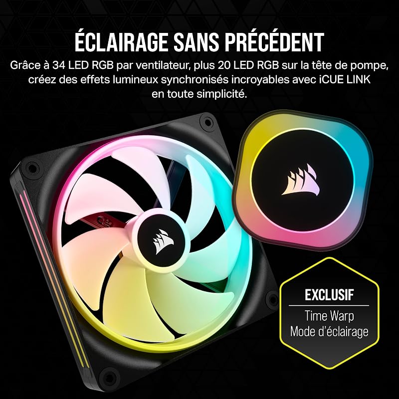 iCUE Link H115i RGB Liquid CPU Cooler - 280mm AIO - Ventilateurs QX140 RGB - Convient à Intel® LGA 1700, AMD® AM5 - Hub Système iCUE Link Inclus - Noir