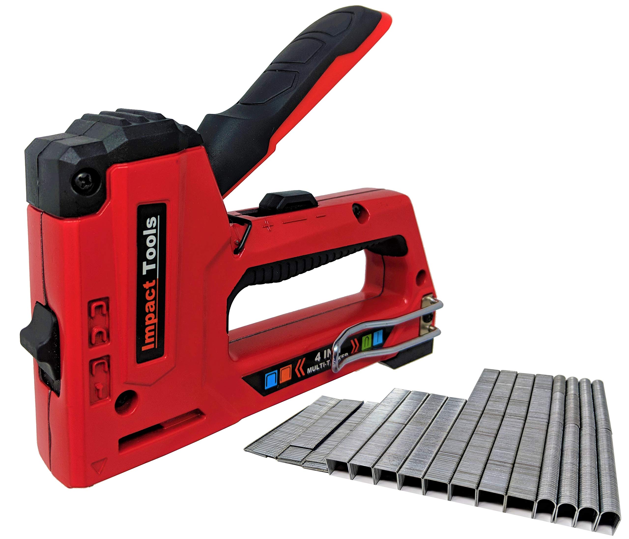 4 in 1 Manual Staple Gun 1600 Staples Dual Power Aluminum Tacker