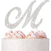 Letter M Cake Topper - Silver Rhinestone - M Monogram or Initial | Premium Silver Metal - Sparkly Rhinestone Cake Decoration - Great for Wedding or Anniversary Parties - Protected in a Box