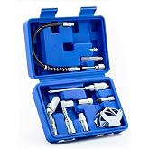 OMT Grease Gun Accessory Kit, 11 Piece Grease Gun Coupler Set | 90&deg; Adapter, 360&deg; Swivel, 30 Cm Flex Hose, Hose Holder Included, Carbon Steel Build, Zinc Coating
