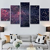 SIGNWIN 5 Panel Canvas Wall Art Aerial Astronomy & Space Dramatic Global Green Photography Realism Stars Ultra for Home Decorations Ready to Hang - 60