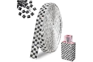 FULZTEY Glitter Crystal Rhinestone Ribbon,Black Glass Gems Rhinestone Tape for DIY Crafts,1.2 CM Wide Crystal Trim Self Adhesive,3 Yards Diamond Ribbon Sticker for DIY Car Wedding Party Decorations