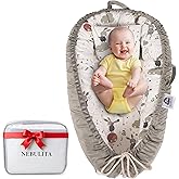 Nebulita Newborn Lounger Bunny - Flexible & Portable w/Infant Support Cushion, Soft & Breathable 100% Cotton - Multi-Use Supervised Baby Lounger for Floor, Travel, Changing Mat Alternative - Basic