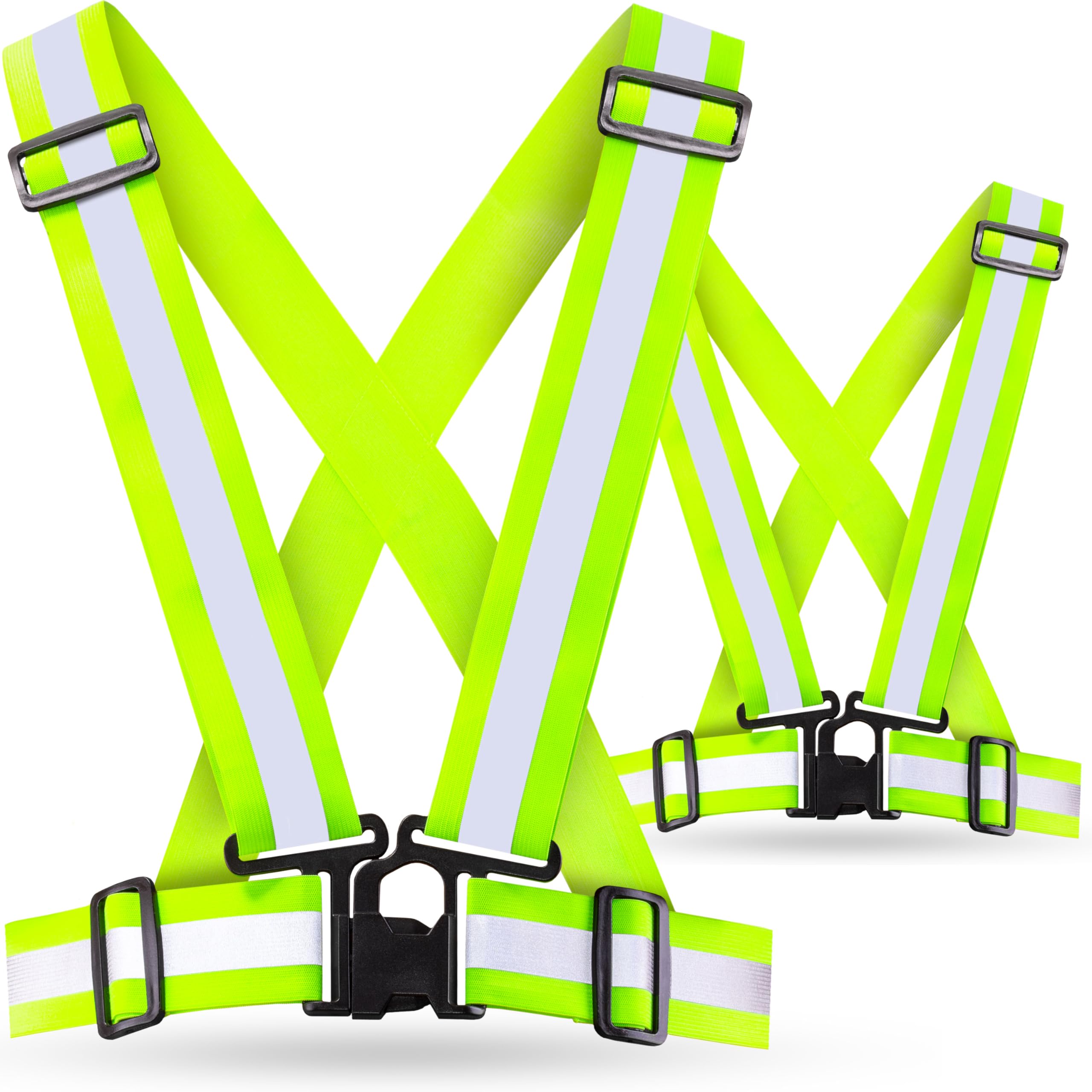 AVANA Reflective Vest Reflective Safety Vest Adjustable Safety Vest Lightweight High Visibility Jogging Bicycle Running Motorcycle for Adults & Teenagers Set of 2