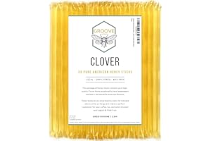 GROOVE HONEY Clover Honey Sticks for Tea, Travel & Snacks - Premium Grade Pure Honey Packets are Farm Fresh from US Beekeepers - Each Honey Straw is full of Flavor that You'll Love - A Great Gift Idea (50)